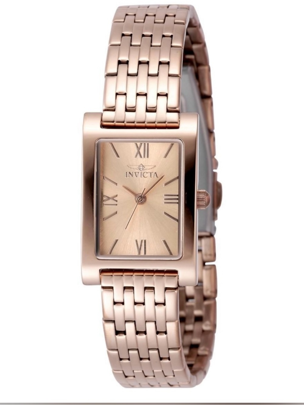 Invicta Women's Rose Gold Rectangular Bracelet Watch - Roman Dial